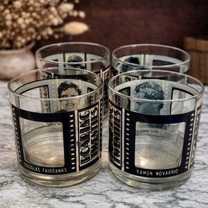 Roaring‎ Twenties Houze Art Hollywood Movie Stars Window Rocks Low Ball Glasses
